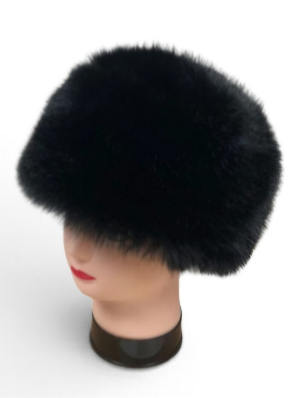 Fluffy Faux Fur Winter Hat Russian-style Cossack Design Black